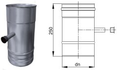 W3G Schornsteinsanierung Längenelement mit Meßstutzen 1/2" DN 250 mm