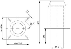 Einteilige doppelwandige Schornsteinverlängerung DW 150 mm 500 mm 0,5 mm Innenrohr Einschub rund