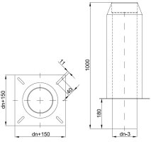 Einteilige doppelwandige Schornsteinverlängerung DW 160 mm 1000 mm 0,5 mm Innenrohr Einschub abgerundete Ecken - Sonderanfertigung
