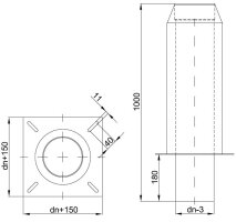 Einteilige doppelwandige Schornsteinverlängerung DW 200 mm 1000 mm 0,6 mm Innenrohr Einschub eckig - Sonderanfertigung