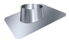 Edelstahlschornstein Dachdurchführungen DW 113 Edelstahl für Dächer mit Schweißbahn ( Teerpappe) 5-20 Grad mit Regenkragen