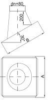 Edelstahlschornstein Dachdurchführungen DW 120 Edelstahl für Dächer mit Schweißbahn ( Teerpappe) 20-35 Grad mit Regenkragen