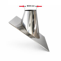 Edelstahlschornstein Dachdurchführungen DW 150 Edelstahl für Dächer mit Schweißbahn ( Teerpappe) 35-50 Grad ohne Regenkragen