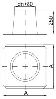 Edelstahlschornstein Dachdurchführungen DW 160 Edelstahl für Dächer mit Schweißbahn ( Teerpappe) 0-5 Grad mit Regenkragen