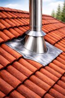 Edelstahlschornstein Dachdurchführungen DW 180 Edelstahl/Blei für Ziegel Dächer 35-50 Grad mit Regenkragen