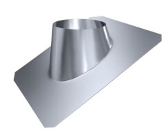 Edelstahlschornstein Dachdurchführungen DW 180 Edelstahl für Dächer mit Schweißbahn ( Teerpappe) 5-20 Grad mit Regenkragen