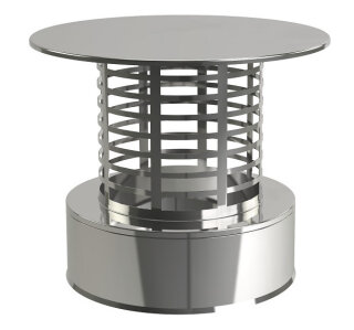 Edelstahlschornstein Regenhaube Regenhut mit Funkenschutz DW 250 mm schmales Klemmband