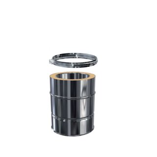 Edelstahlschornstein Längenelement DW 113 Doppelwandig 250 mm 0,5 mm schmales Klemmband