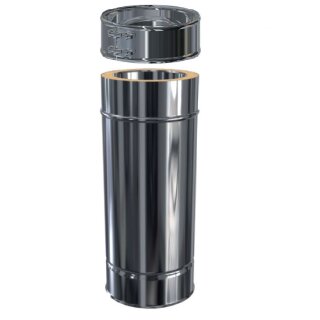 Edelstahlschornstein Längenelement DW 150 Doppelwandig 500 mm 0,8 mm breites Klemmband