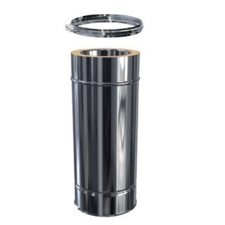 Edelstahlschornstein Längenelement DW 180 Doppelwandig 500 mm 1,0 mm schmales Klemmband