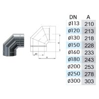 Winkel / Bögen DW 120 90 Grad 0,5 mm ohne Klemmband