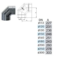 Winkel / Bögen DW 120 90 Grad mit Reinigung 0,5 mm breites Klemmband