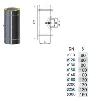 Edelstahlschornstein Längenelement DW mit Revision  ( Reinigung ) DW 130 mm 0,6 mm breites Klemmband