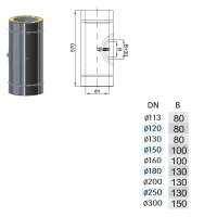 Edelstahlschornstein Längenelement DW mit Revision  ( Reinigung ) DW 180 mm 0,5 mm schmales Klemmband
