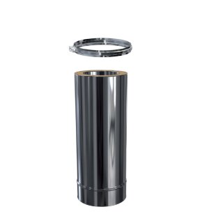 Edelstahlschornstein Längenelement frei kürzbar  DW 113 L 500 mm 0,6 mm schmales Klemmband