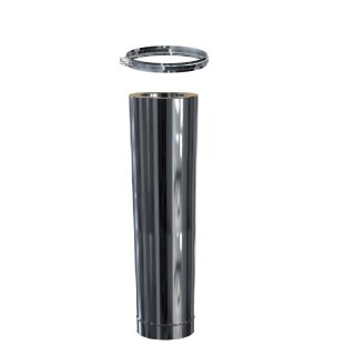 Edelstahlschornstein Längenelement frei kürzbar  DW 120 L 1000 mm 0,5 mm schmales Klemmband