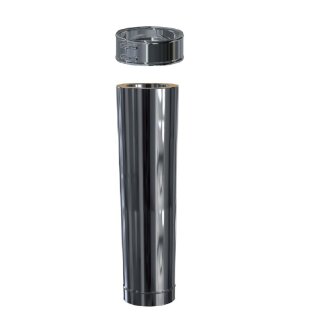 Edelstahlschornstein Längenelement frei kürzbar  DW 200 L 1000 mm 0,5 mm breites Klemmband