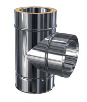 Edelstahlschornstein T-Anschluss 90 Grad DW 130 mm 0,5 mm...