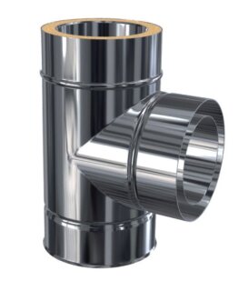 Edelstahlschornstein T-Anschluss 90 Grad DW 150 mm 0,5 mm ohne Klemmband