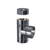 Edelstahlschornstein T-Anschluss 90 Grad DW 160 mm 0,6 mm breites Klemmband