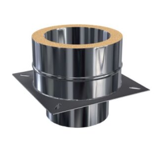 Edelstahlschornstein Grundplatte für Kaminerhöhung DW 130 mm 0,8 mm breites Klemmband